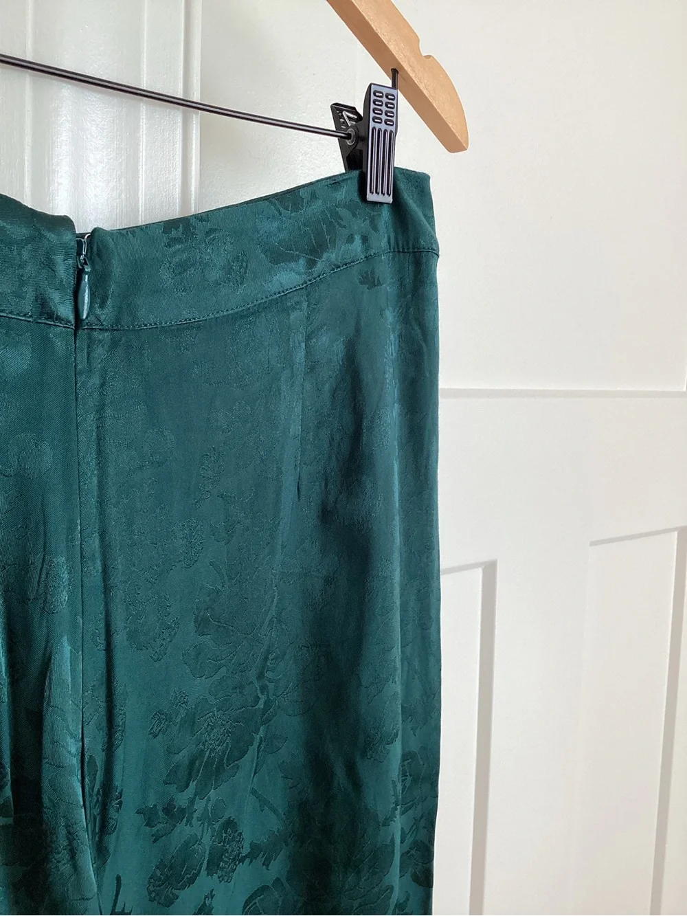 Anthropologie Patterned Fringe Trouser Pants New 12 Dark Green Teal Jacquard - Picture 13 of 16